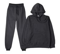 Trajes de invierno para mujer, traje casual, ropa deportiva, pantalones de manga larga, dos conjuntos de pantalones de boda de talla grande para mujer, Negro, XXL