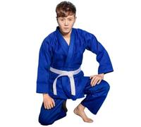 Trajes De Judo Ropa de Judo, traje entrenamiento for adultos engrosado algodón for hombres y mujeres, trajes blancos azules(Blue,XXXS)