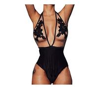Trajes de mujer 2024 Push Up Cuello Bajo Traje de Spa Trikini Moda Cintura Alta Tanga Traje de baño de una pieza Swimwear Playa Brasileña Beachwear, Negro , M