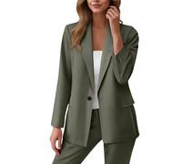 Trajes de mujer con botones, chaqueta y pantalones con solapa, trajes de 2 piezas para mujer, oficina, negocios, trabajo, blazers con muescas, traje formal casual, chaquetas de manga larga, 02 Verde