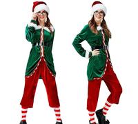 Trajes de pareja genéricos con temática navideña,Trajes de elfo de Navidad para mujer - Ropa de elfo para hombre,Ropa divertida para parejas, en casa