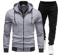 Trajes de regreso a casa para adolescentes y niños, sudadera para hombre, sudadera informal de dos informales, color sólido, sudadera tipo cárdigan para hombre, nuevo conjunto de traje de baño para