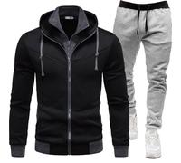Trajes de regreso a casa para adolescentes y niños, sudadera para hombre, sudadera informal de dos informales, color sólido, chaqueta tipo cárdigan, conjunto de traje de baño para hombre (blanco, XXXL