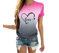 Trajes de San Valentín para mujeres Camisas Día de San Valentín T Tie-dye Camiseta de boda casada solo estampado de blusas Mujeres Amor Parejas Ollas Regalos Manga Gradiente Blusa de mujer Camisa de