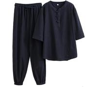 Trajes de Tai Chi Ropa de Tai Chi Uniforme de Kung Fu para mujer Conjunto de artes marciales de lino y algodón Pantalones de manga corta Uniforme de meditación zen, Traje Tang Ropa tradicional china
