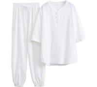 Trajes de Tai Chi Ropa de Tai Chi Uniforme de Kung Fu para mujer Conjunto de artes marciales de lino y algodón Pantalones de manga corta Uniforme de meditación zen, Traje Tang Ropa tradicional china