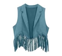 Trajes de vaquero occidental para niños y niñas, chaleco con flecos abiertos al frente, vestido fiesta, abrigo borlas, tops, disfraz Conjuntos Mujer Piezas Top Y