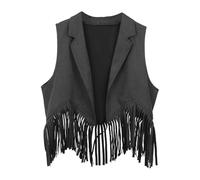 Trajes de Vaquero Occidental para niños y niñas, Chaleco con Flecos Abiertos al Frente, Vestido Fiesta, Abrigo borlas, Tops, Disfraz Conjuntos Mujer Piezas Top Y