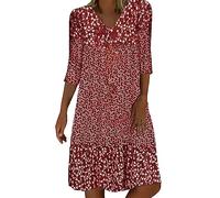 Trajes de verano 2026 para mujer, suéteres de Navidad de manga larga, cuello redondo, estampado de gnomos de gran tamaño, ligero, vestido casual inteligente, rosso, M