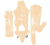 Trajes enteros de látex de goma, guantes, calzoncillos, corsé, braguitas y guantes de dedo largo, albaricoque, M