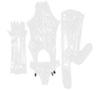 Trajes enteros de látex de goma, guantes, calzoncillos, corsé, braguitas y guantes largos de dedos, color blanco, talla M