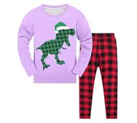 Trajes Halloween Pijamas navideños para niños y niñas pequeños, Ropa de Fiesta para niños pequeños, Conjuntos de Ropa de Dormir de 2 Piezas de Manga Larga Trajes De (Light Purple, 3-4 Years)