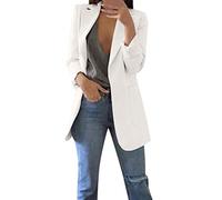 Trajes Mujer Invierno Otoño 2019 SHOBDW Liquidación Venta Abrigos Mujer Elegantes Color Sólido Chaqueta Mujer Solapa Cardigan Mujer Largos Rebajas Casual Blazers Mujer Talla Grande(Blanco,5XL)