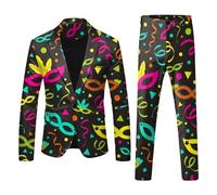 Trajes para hombre, 2 piezas, para carnaval, fiesta, traje de moda, chaqueta y pantalones, disfraz de fiesta, corte ajustado, traje de ocio, incluye blazer pantalones de traje, morado, M