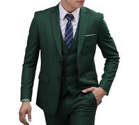 Trajes para hombre, ajuste regular, ajustado, traje de 3 piezas para hombre, traje de padrino de boda, chaqueta con solapa con muescas, chaleco y pantalones, Ejercito Verde, XL