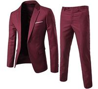 Trajes para hombre, corte entallado, conjunto de 2 piezas de talla grande, color liso, manga larga, solapa con botones, traje de negocios,(Talla asiática, compra una talla más grande que la suya)