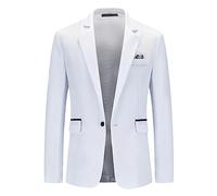 Trajes para hombre Corte Regular Blanco: Sakko Blazer Slim Fit Chaqueta de Traje Abrigos Deportivos 1 Botones Chaqueta Negocios Chaqueta Blazer Transpirable Traje Casual Chaquetas ligeras para