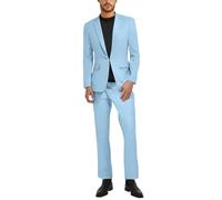 Trajes para hombre Regular Fit Elegante Traje de Hombre Hombre Negocios Casual Traje Pequeño Traje Delgado Versión Coreana del Gran Hombre Novio Vestido de Novia 3 Divisores, azul celeste, L