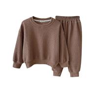 Trajes para niños pequeños para niñas y niños, manga larga, pantalones largos de chándal 2 piezas, café, 4-5 años