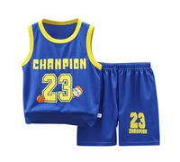Trajes Raros Conjuntos de Pantalones Cortos Deportivos para niños, chándal de 2 Piezas, Camiseta sin Mangas de Rendimiento de Baloncesto y Pantalones Cortos de Malla Traje Sacar (Blue, 4-5 Years)
