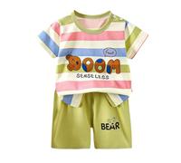 Trajes Vestir Conjunto de Ropa de Verano para niñas y niños pequeños, de Manga Corta, con Estampado de Dibujos Animados, Tops y Pantalones Cortos, 2 Piezas Trajes De Diabla (Light Green, 4-5 Years)