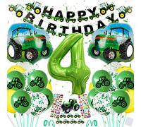 Traktor Geburtstag Deko 4 Jahre Jungge,Trecker Deko Kindergeburtstag 4.,Gigant Folienballon Número 4,Geburtstagdeko Traktor 4 Jahre Traktor Globos Geburtstag Deko mit Happy Birthday Girlande