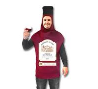 Tralala Fêtes Disfraz de Botella de Vino para Adulto - Disfraz de Botella de Vino Tinto para Hombre o Mujer para Cumpleaños/Halloween/EVG/EVJF - Divertido y Original - Talla Única