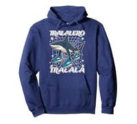 Tralalero-Tralala Italian-Brainrot Él ama y obedece a Dios Sudadera con Capucha, Unisex para Adultos, Azul Marino, S