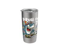 Tralalero Tralala Italian Brainrot Soccer 7th Birthday Vaso térmico de acero inoxidable de doble pared