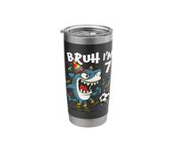 Tralalero Tralala Italian Brainrot Soccer 7th Birthday Vaso térmico de acero inoxidable de doble pared