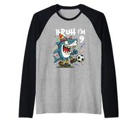 Tralalero Tralala Italian Brainrot Soccer 9th Birthday Camiseta Manga Raglan