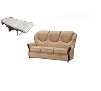 Trama Toscana Sofá cama clásico de 3 plazas, 184 x 90 x 104 cm, de piel auténtica, con somier y colchón Art Montalbano