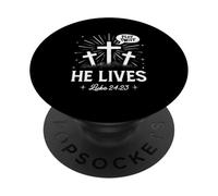 Trama Twist Él Vive Lucas 24 23 Cruzar el día de Pascua Cristiano PopSockets PopGrip Adhesivo