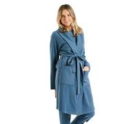 TRAMAS+ Bata Mujer Canalé con Cinturón y Bolsillos - Tejido Elástico y Confortable para Todo el Año - L, Azul Azafata