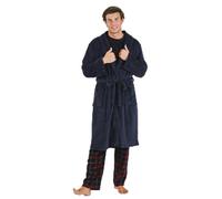 TRAMAS+ Bata para Hombre de Invierno, de Coralina, con Cinturón Ajustable, Ropa cómoda para estar en Casa - XL, Azul Marino