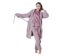 TRAMAS+ Bata para Mujer de Invierno, de Coralina, con Cinturón Ajustable, Ropa cómoda para estar en Casa - M, Berenjena Seco