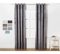 TRAMAS+ Cortinas Opacas de Terciopelo, 1 Pieza de 140x260cm, Cortinas termicas aislantes, Cortinas con Ojales, Cortinas para salón, Dormitorio y Sala de Estar - Gris