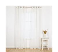 TRAMAS+ Cortinas Visillo Semitransparente para Salón y Dormitorio con Ojales, 140x300cm, 1 Pieza, Dormitorio, Infantil, Juvenil y Adulto y Comedor - Molly Blanco
