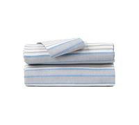 TRAMAS+ Mantel Mesa Rectangular Algodón Efecto Lino para Casa Comedor Cocina Terraza Patio 3 Medidas - Rayas Indigo (140x140 cm)