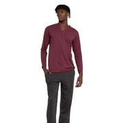 TRAMAS+ Pijama Botones de Hombre con Manga Larga y Pantalón Largo, Primavera y Otoño, Conjunto de Ropa para Dormir - M, Burdeos/Marengo