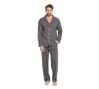 TRAMAS+ Pijama de Hombre Camisero Largo,100% Algodón, con Manga Larga y Pantalón Largo, Conjunto de Ropa para Dormir Entretiempo -XL, Raya San Luis Azul