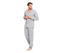TRAMAS+ Pijama de Hombre Camisero Largo,100% Algodón, con Manga Larga y Pantalón Largo, Conjunto de Ropa para Dormir Entretiempo -M, Harry Celeste
