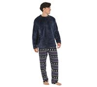 TRAMAS+ Pijama de Hombre Invierno - Conjunto de Coralina Con Manga Larga Polar y Pantalón Largo, Cómodo y Calentito - L, Bradley