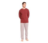 TRAMAS+ Pijama de Hombre Largo,100% Algodón, con Manga Larga y Pantalón Largo, Conjunto de Ropa para Dormir Entretiempo - S, Cuadro Michael Burdeos