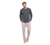 TRAMAS+ Pijama de Hombre Largo, 100% Algodón, con Manga Larga y Pantalón Largo, Conjunto de Ropa para Dormir Entretiempo - L, Cuadro Michael Azul