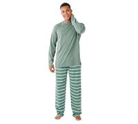 TRAMAS+ Pijama de Hombre Largo,100% Algodón, con Manga Larga y Pantalón Largo para Hombre, Conjunto de Ropa para Dormir, Pijama de Caballero Primavera - XL, Sailor Verde