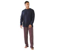 TRAMAS+ Pijama de Hombre Largo,100% Algodón, con Manga Larga y Pantalón Largo para Hombre, Conjunto de Ropa para Dormir, Pijama de Caballero Primavera- S, Raya San Francisco Azul Marino