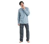TRAMAS+ Pijama de Hombre Largo, Manga Larga y Pantalón Largo, 100% Algodón, XXL, Cuadro Brais