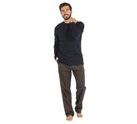 TRAMAS+ Pijama de Invierno Hombre, Pijama de Franela con Camiseta de Manga Larga y Pantalón Largo, Conjunto de Pijama de Invierno 100% Algodón y Franela para Hombre - S, Raya Vermont