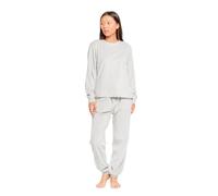TRAMAS+ Pijama de Mujer Terciopelo Super Soft, Pijama Largo de Invierno, Conjunto de Camiseta de Manga Larga y Pantalón Largo con Cintura Ajustable - S, Gris Perla